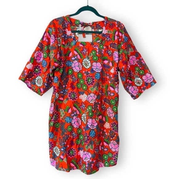 Vintage Tops - Vintage Design House 1970's Open Back Cotton Flower Power Print Boho Smock/Tunic